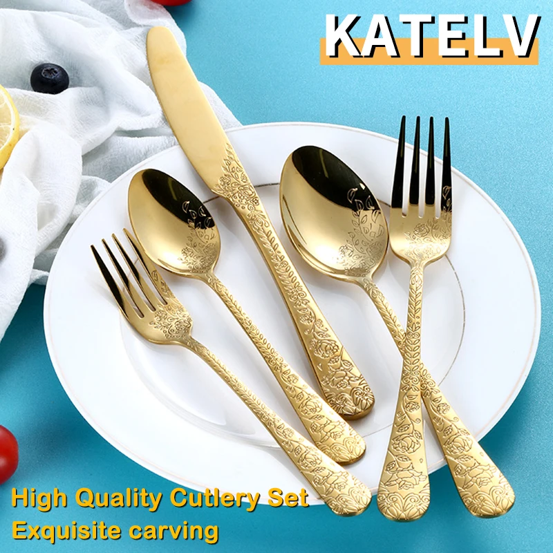 Stainless Steel Golden Tableware 1